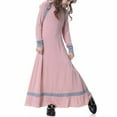 thumbnail image 2 of Huvoen Kids Girls Muslim Islamic Long Dress Long Sleeves Round Neck Colorblock Dress Soft Full Length Robe Burka Arab Maxi Dresses Pinks 10-11 Years, 2 of 6