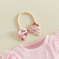 thumbnail image 5 of Cjfdfy Newborn Baby Girl Floral Romper Dress Lace Ruffles Long Sleeve Ribbed Knit Bodysuit and Headband Stocking Baby Vintage Clothes Infant Cute Coming Home Outfit 0-18M, 5 of 9