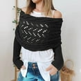 thumbnail image 2 of PMVFHDE Unisex Long Sleeve Knit Poncho Shawl with Openwork Pattern, Thick Warm Cardigan Scarf for Men and Women, Oversized Wrap for Fall and Winter Outdoor Black, 2 of 9
