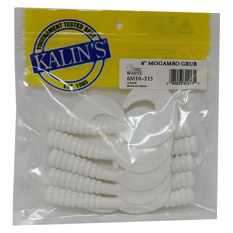 Kalin's Freshwater 6 in. Mogambo Soft Plastics Fishing Grub, White