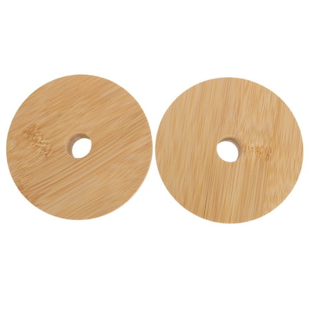 FUEENIRVA Lid For Mason Jar Bamboo Wood Lids Khaki 1 Set 3.1x3.1in