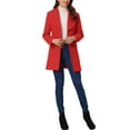 thumbnail image 2 of INSPIRE CHIC Women's Cute Turn Down Collar Single Breasted Long Belted Trenchcoat XS Red, 2 of 5