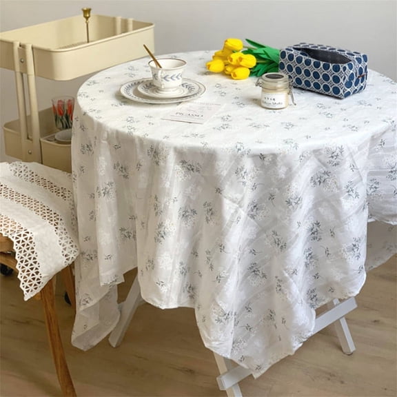 Square Cotton Tablecloth Lilac Patterned Tablecloth Rustic Fresh Floral Print Tablecloth Placemat Coffee Tablecloth Prop Cloth（35.43"L x 35.43"W）
