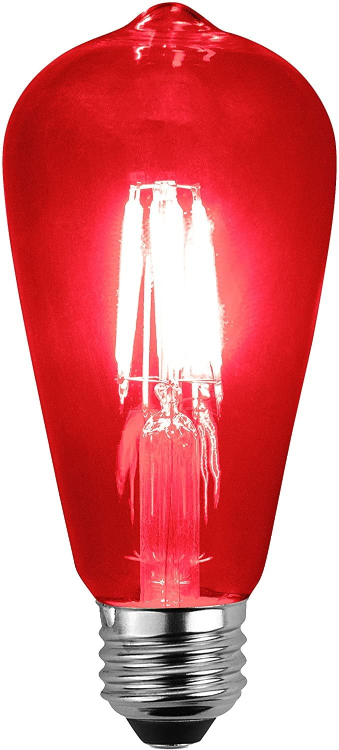 Sleeklighting LED 4Watt ST64 Red Light Bulbs UL Listed, E26
