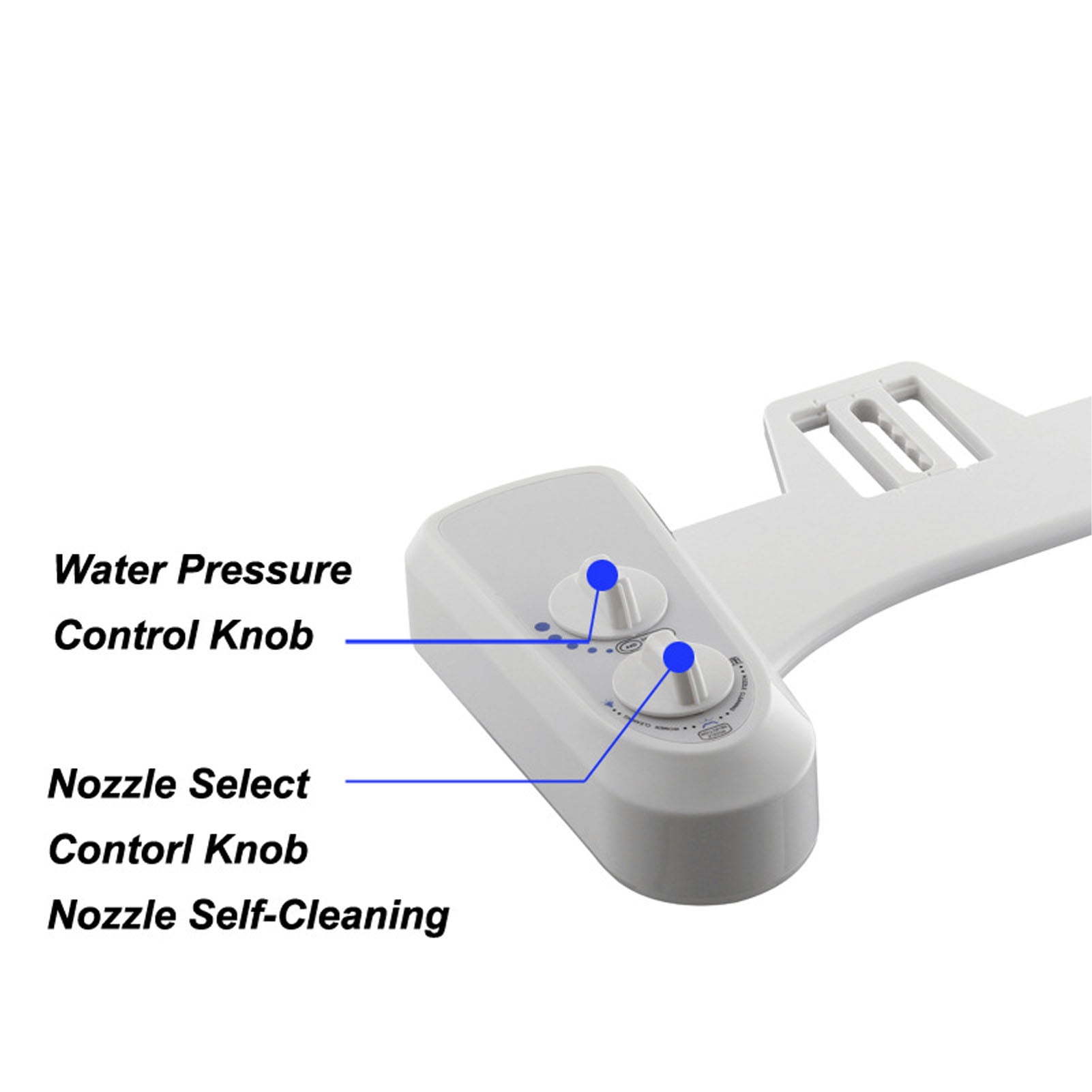BIMZUC Bidet Attachment for Toilet, Self Cleaning Dual Nozzle Feminine Wash Cold Water, Adjustable Pressure 9/16 Inch (1.4 cm) Connector, Easy Install
