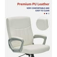 thumbnail image 3 of CLATINA Mid Back Leather Office Executive Chair with Lumbar Support and Padded Armrestes Swivel Adjustable Ergonomic Design for Home Computer Desk White 2 Pack, 3 of 7