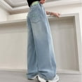 thumbnail image 5 of Kids Girls Personality Fashion Pants Denim Elastic Wasit Wide Leg Baggy Pants Cute Clothes for Toddler Girls 5-6 Years, 5 of 8