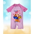 thumbnail image 4 of Toddler Boy Girl Swimsuit One Piece Short Sleeve Rash Guard Kids Swimwear Rubble Clothing Paw Patrol 2 Pink 5T, 4 of 6