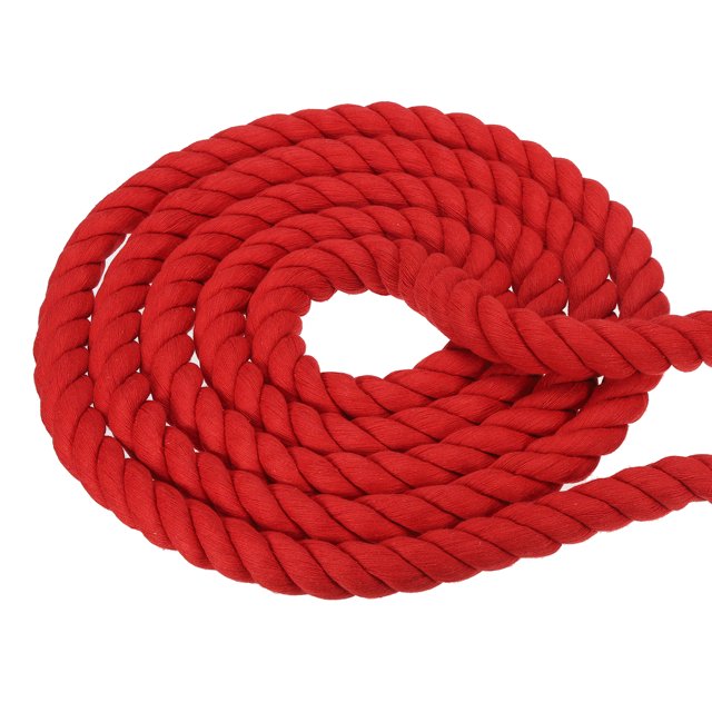 Uxcell Tug of War Rope 1 Inch x 100 Feet Natural Thick Cotton Rope Twisted Cotton Rope, Red