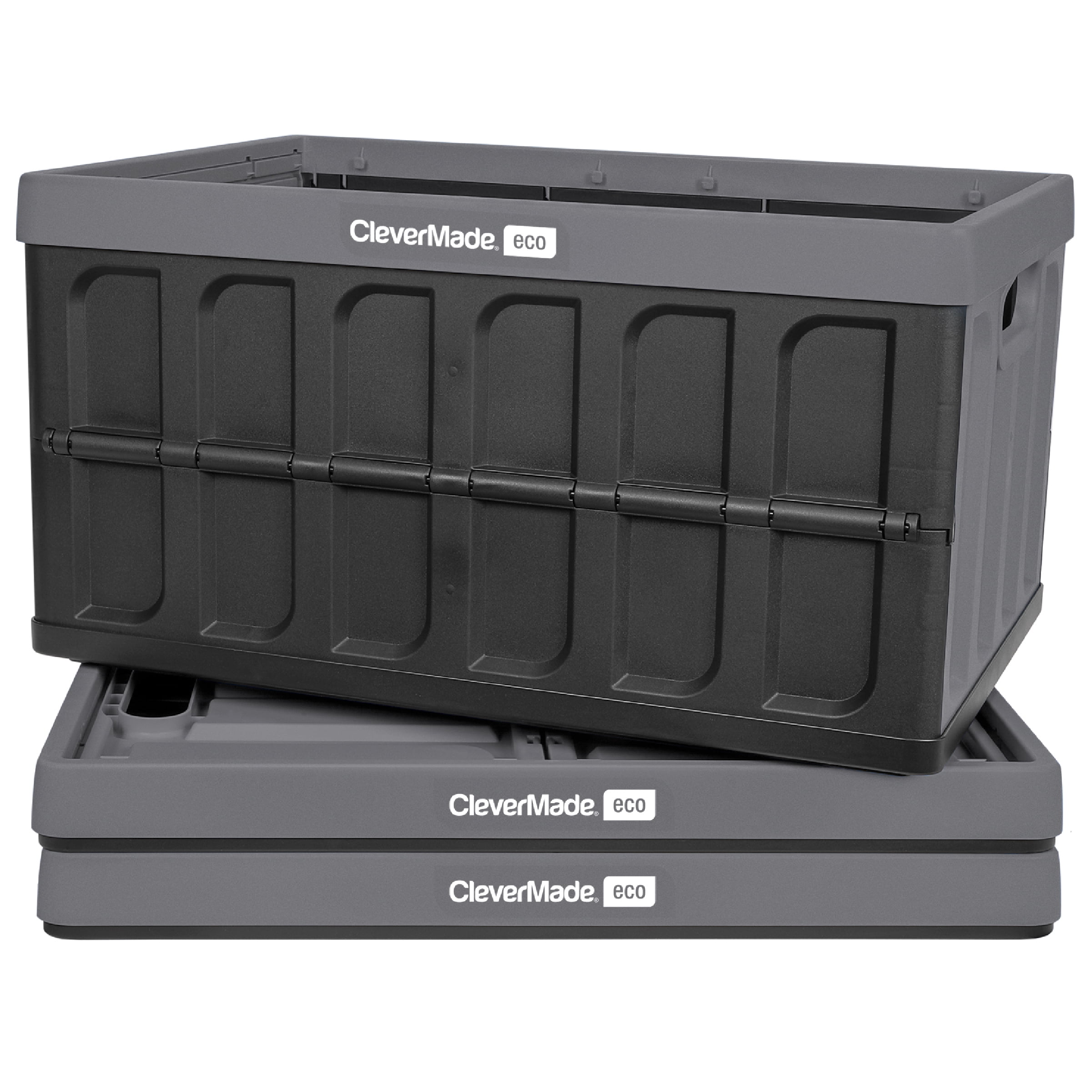 CleverMade 12.15 Gallon Collapsible Storage Bins, Stone Gray, 3 