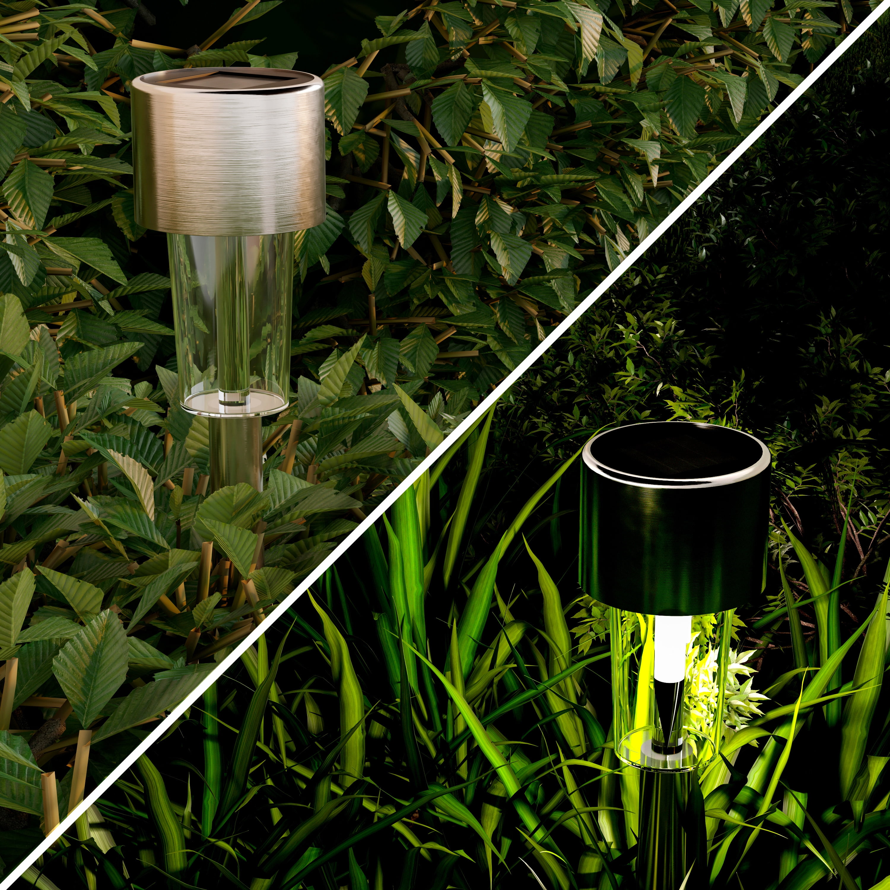 Pure Garden Stainless-Steel Outdoor LED Solar Lights 12-Pack (Silver)