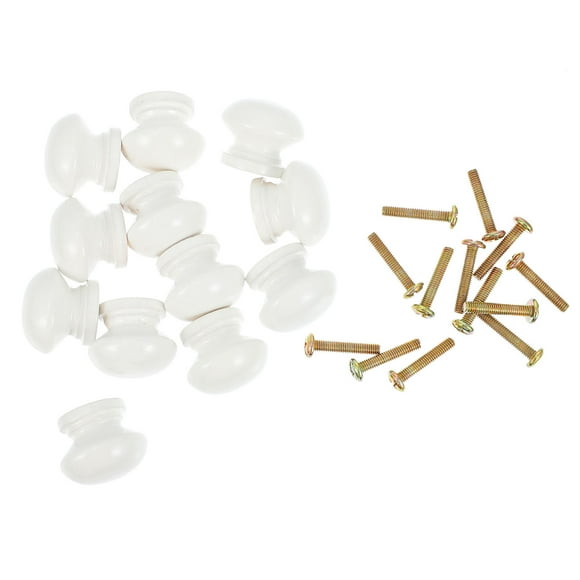 HONMEET 12Pcs White Wooden Handles for Cupboard Furniture Door Wardrobe Drawers 0.94X0.94X0.86 In