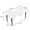 thumbnail image 4 of Magic Home 63" Light Luxury Sintered Stone Dining Table with Carbon Steel Legs,Dining Table for 6 Person with Slate Rectangular Tabletop for Dining Room, White Tabletop with Black Legs, 4 of 6