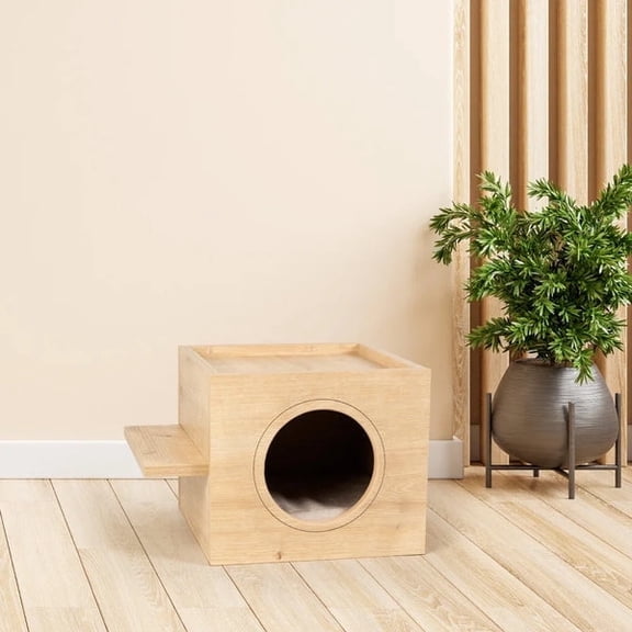 Milan Modern Cat House, Stylish Indoor Pet Furniture, Cozy Hideaway for Cats, Wooden Design, Easy Assembly, Home Decor Friendly