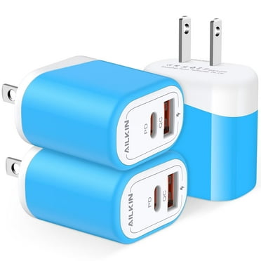 AILKIN 3Pack USB Charger Block, Dual Port 2.1Amp Fast Charge Wall Plug ...