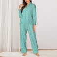 thumbnail image 2 of Fotbe Teal Turquoise Glitter Pattern Long Sleeve Pajama Set for Women,Sleepwear Set,2-piece Loungewear Set,Soft PJs Comfy Nightwear with Pockets -Large, 2 of 7