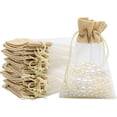 thumbnail image 1 of Bolsitas de organza de yute, 24 bolsas de regalo de organza de 10 × 15 cm con cordón reutilizable para bodas, joyas, dulces, festivales, 1 of 5