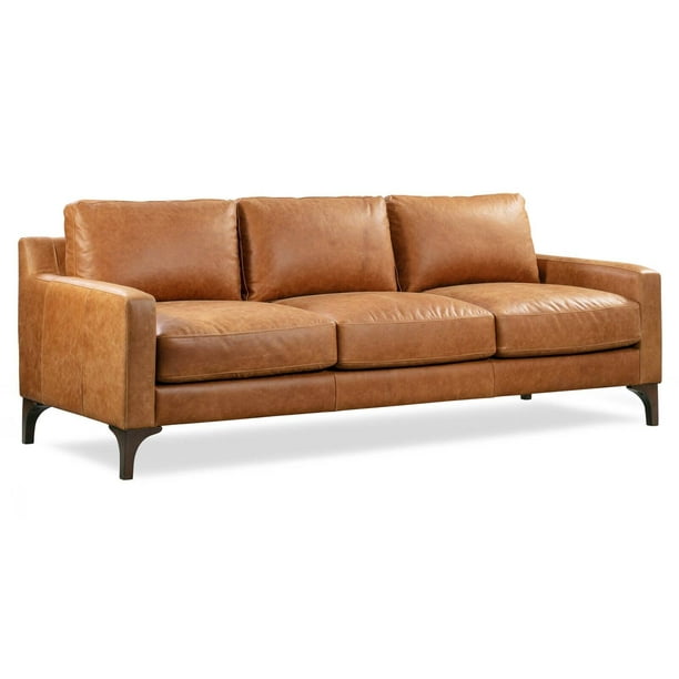 Poly Amp Bark Soro Leather Sofa, Full Grain Leather Couches