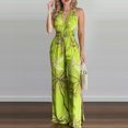 thumbnail image 2 of Jumpsuits for Women Casual Floral Print Sleeveless Halter Jumpsuit High Waist Wide Leg Pants Summer Beach Outfit, 2 of 4