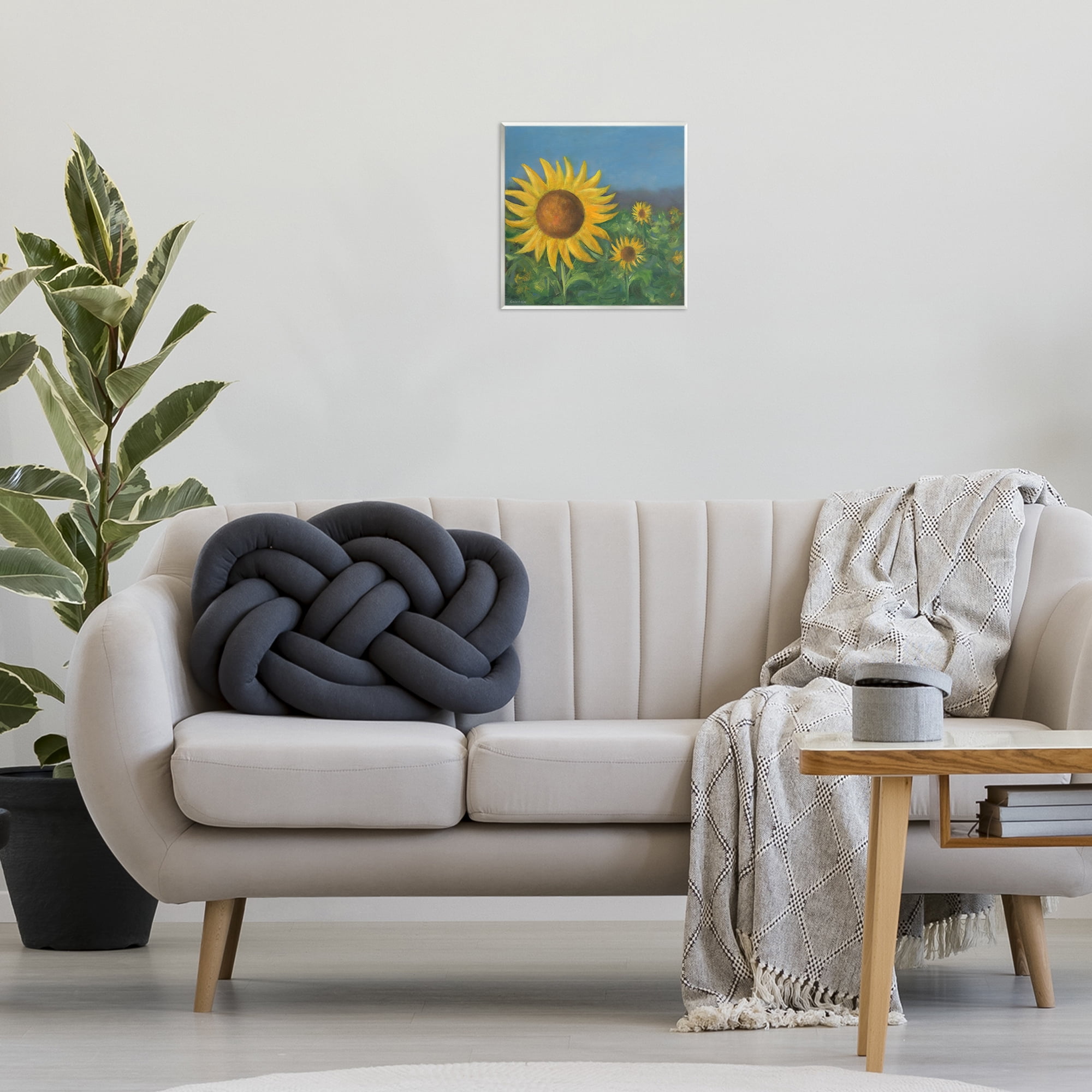 Stupell Industries Mellow Sunflower Garden Botanical & Floral Painting Unframed Art Print Wall Art, 12 x 12