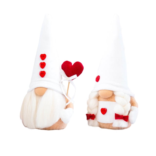 Xihbxyly Gnomos de San Valentín, Muñecos de Algodón Hechos a Mano, Adorables Diseños de Niño y Niña, con Detalles de Corazón y Rosa, Figuras Decorativas, para Dormitorio, Sala de Estar, Oficina, Tama