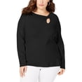 thumbnail image 1 of I.N.C Womens Twist-Front Pullover Sweater, Black, Plus Size, 2X, 1 of 1