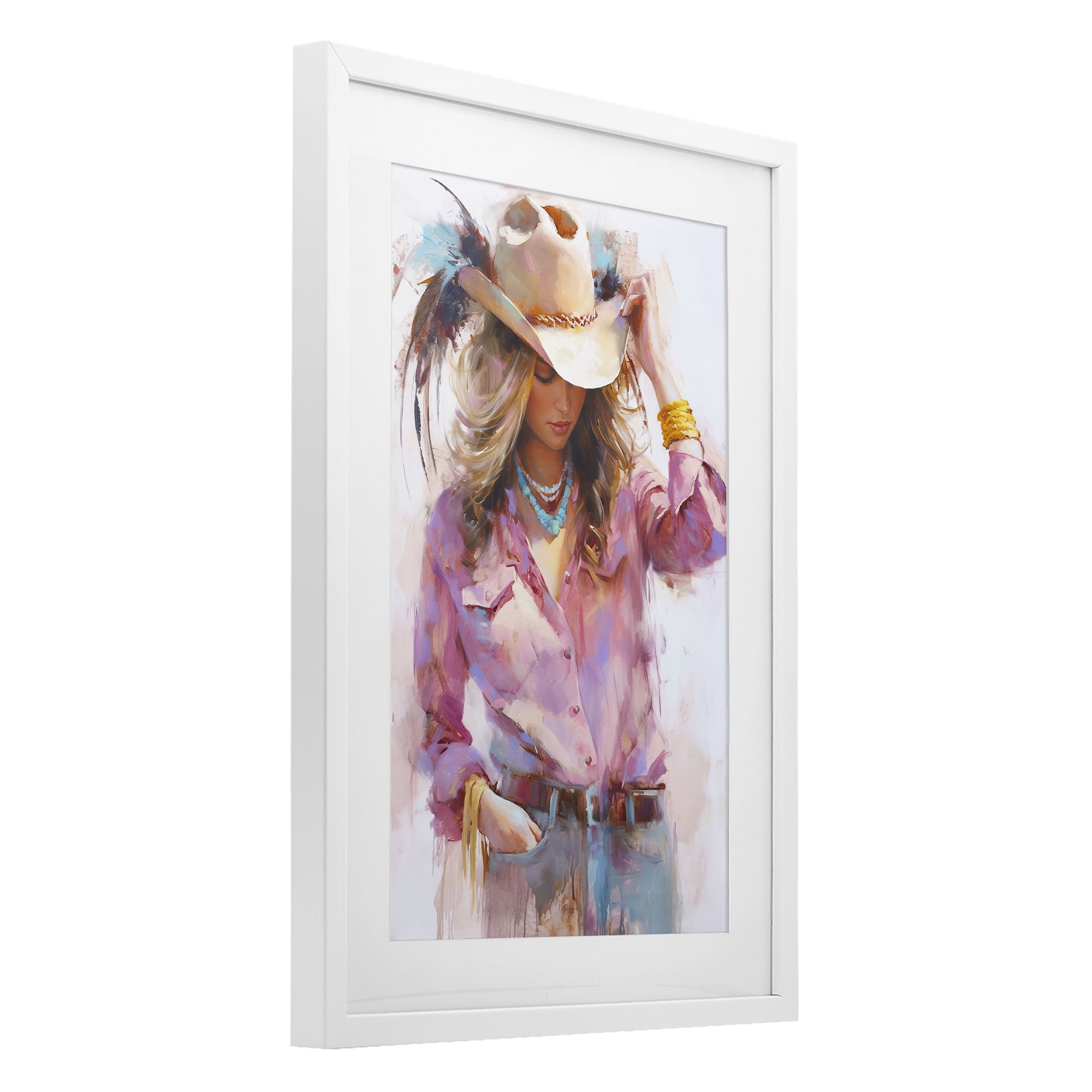 Stupell Industries Cowgirl Hat Reflections White Framed Print Under Glass, design by Tina LeCour