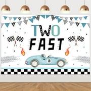 Two Fast Backdrop Race Car 2nd Birthday Party Banner Decorations Racing Party Photo Background Racing Theme Party Supplies for Birthday Party Photography Decor