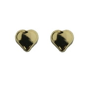 18K Solid Yellow Gold Heart Covered Screwback Earrings