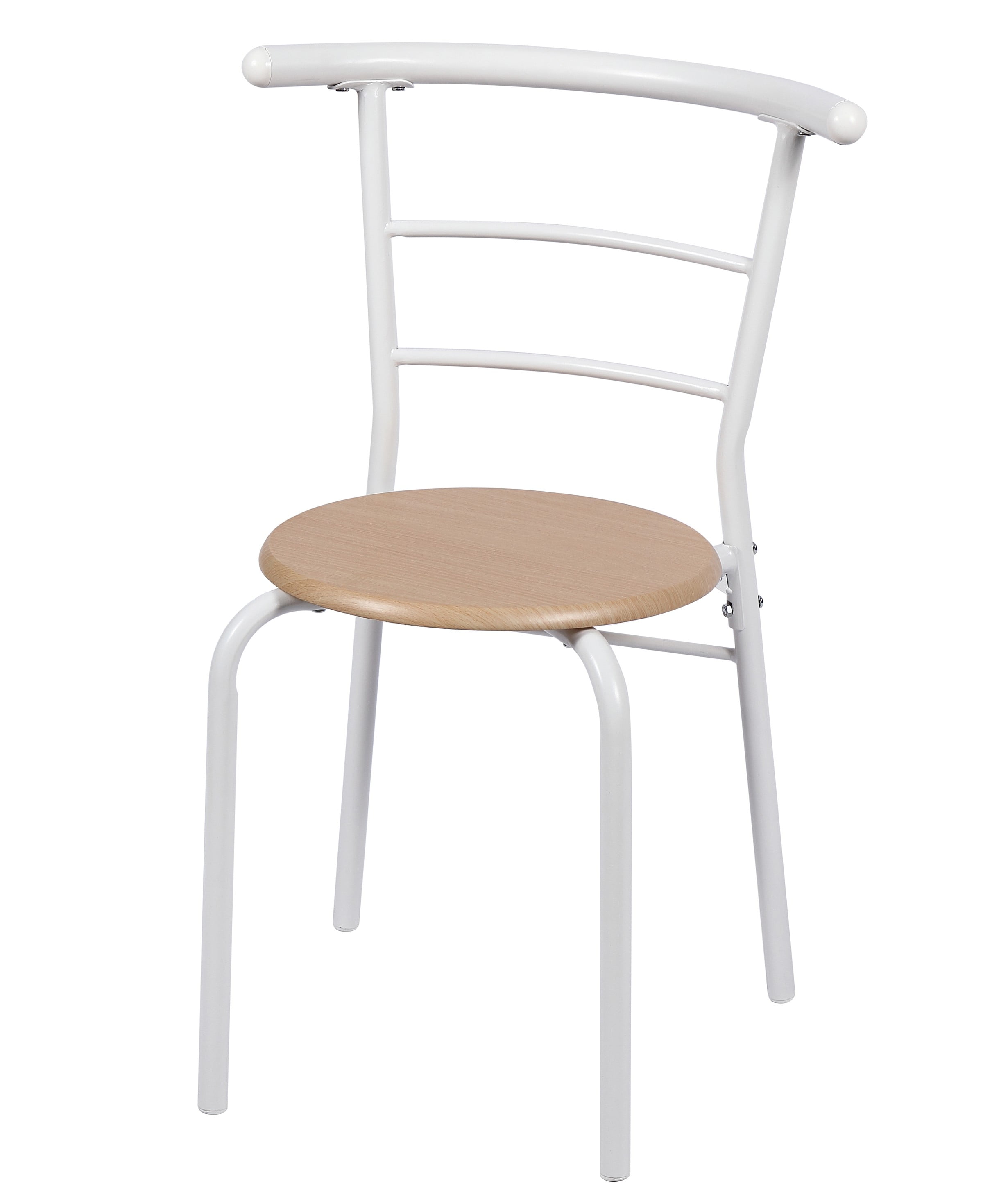 Mainstays 3-Piece Metal Wood Dining Set, White and Beech Color for Indoor