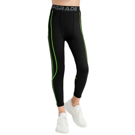 BULLPIANO Youth Boys Compression Pants Boys Leggings Sports Tights Basketball Base Layer Workout Tight