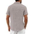 thumbnail image 4 of Qwertyu Men's Linen Shirts Short Sleeve Button Up Lightweight Summer Casual Pocket Solid Color Beach Shirts with Pocket Light Gray S, 4 of 7