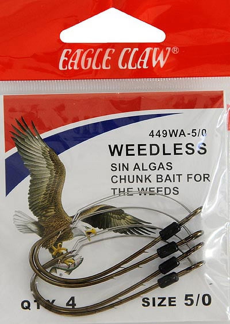(3 pack) Eagle Claw 449WAH-5/0 Weedless Baitholder Hook, Bronze, Size 5/0 Hook