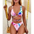 thumbnail image 2 of Elegante traje de baño cómodo para mujer Bikini Tie-dye Impreso Vendaje Split Traje de baño OAVQHLG3B Store lin121212, 2 of 3