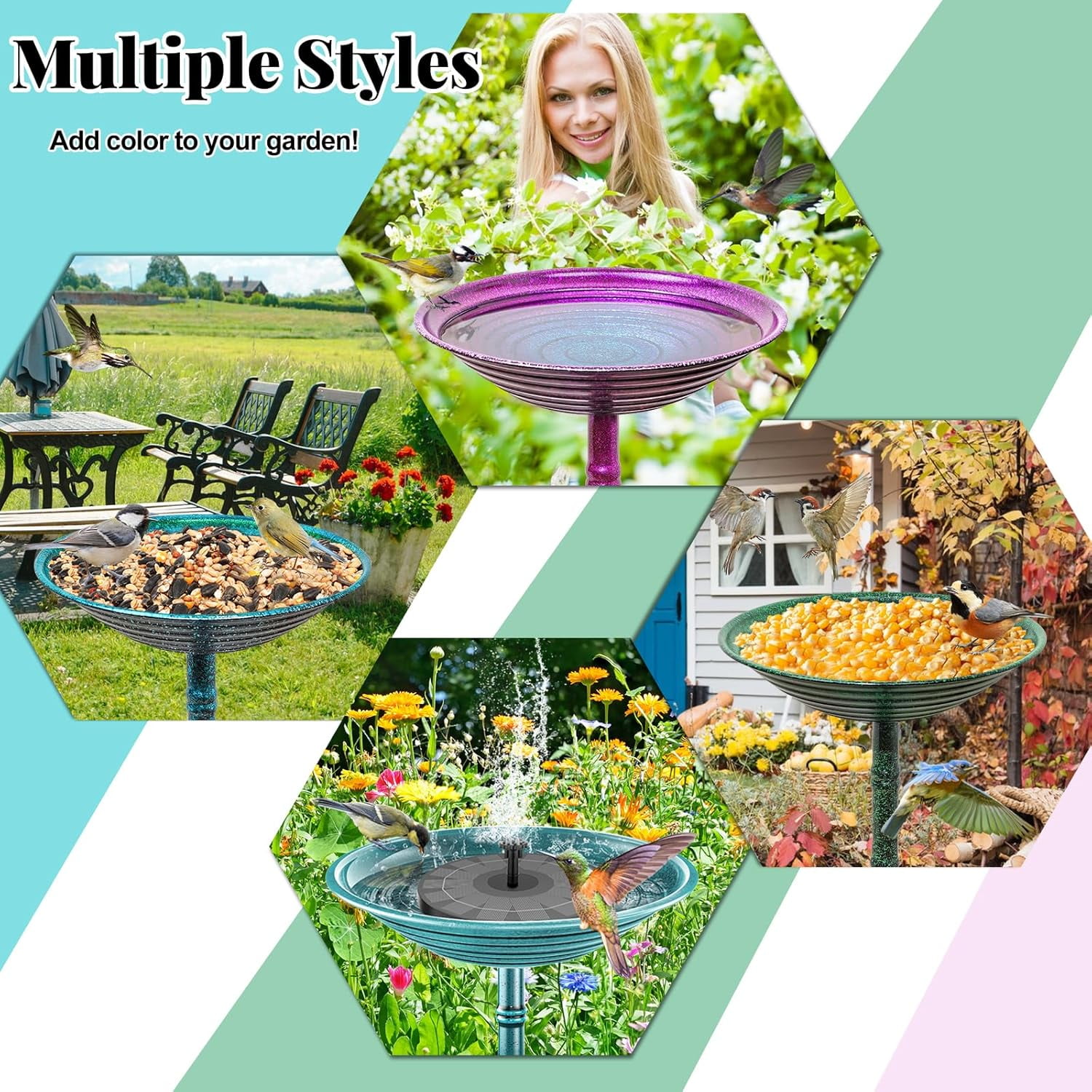 Bird Bath for Outside with Pedestal, Vintage Freestanding Garden  Birdbaths & Birdfeeder, Birdbaths Bowl Bird Baths for Outdoors Yard Garden Lawn Decor, Upgrade Dual-use Base