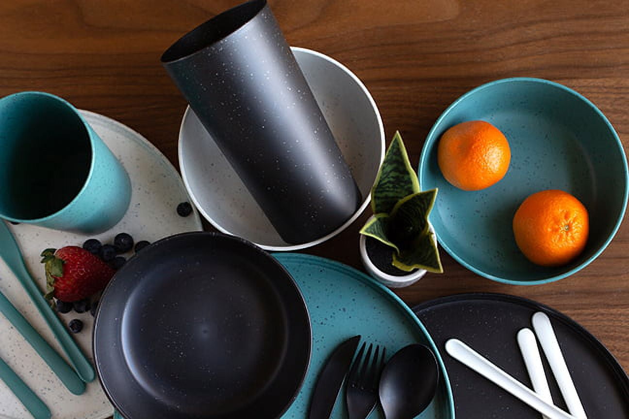 (2 pack) Mainstays Aqua Slate 38-Ounce Eco-Friendly Recycled Plastic Round Dinner Bowl