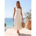 thumbnail image 2 of Vestido de verano sin mangas para mujer Inspire Chic, con escote redondo, suelto, estilo A-line, casual, midi, color beige, talla L, 2 of 6
