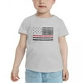 thumbnail image 2 of American Flag Red Line Funny Toddler T-Shirts for Boys Girls (Gray, 3T), 2 of 5