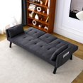 thumbnail image 3 of Aukfa 70" Convertible Futon Sofa Bed for Home Office, Linen Loveseat with Cup Holder, Gray, 3 of 11