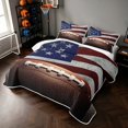 thumbnail image 3 of Manfei Cartoon Football Quilt King, US Flag Sport King Coverlet Set, Red White Blue, Black Reversible 3pcs, 1 Bedspread and 2 Pillowcases, 3 of 7