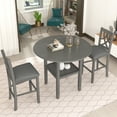 thumbnail image 2 of Farmhouse 3 Piece Round Counter Height Kitchen Dining Table Set with Drop Leaf Table, Dining Room Set with One Storage Shelf and 2 Cross Back Padded Chairs for Living Room/Kitchen, Gray, 2 of 7