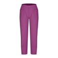 thumbnail image 5 of ClodeEU Women's Harem Pants,Lightweight Loose Fit Capri Pants, Elastic Waist Linen Pants With Pockers Purple,Womens Plus XXL, 5 of 8