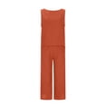 thumbnail image 4 of Casual Linen Pants Sets for Women, 2 Piece Summer Outfits, Casual Sleeveless Crop Tank Tops Wide Leg Capris Pants Beach Vacation Travel Outfit Sets Matching Clothing, 4 of 9