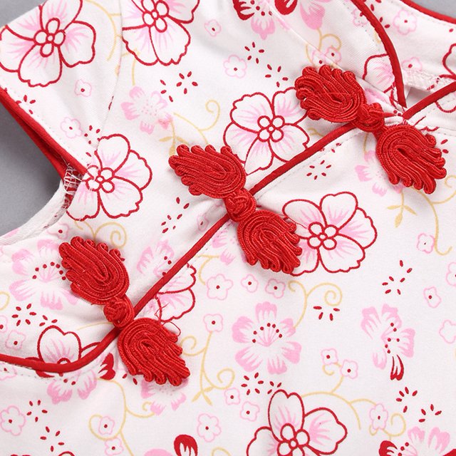 Vestido de verano para niña, hermoso patrón, estilo chino, vestido de manga corta para niña, vestido para niña, materiales ecológicos