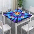 thumbnail image 3 of Blue Purple Tie Dye Pattern Square Fitted Tablecloth with Elastic Edge,Square Table Cover,Washable Elastic Table Cover for Home Kitchen Party Decor 34"x34", 3 of 6