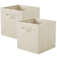 thumbnail image 1 of ShellKingdom Contenedores De Almacenamiento, Cubos De Almacenamiento De Tela Plegables Y Cajón Organizador De Almacenamiento De Tela para Armario Y Almacenamiento De Juguetes, Paquete De 2 (Beige), 1 of 5