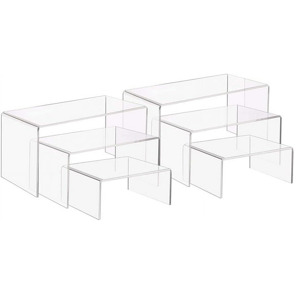 6pcs 3 Sizes Acrylic Display Risers Stand U-Shape Jewelry Display Holder 3 Steps Clear Riser Shelf Showcase for Jewelry Display Store Fixture Table Decorations (4.9/6.2/7.8") 1 Set