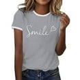 thumbnail image 1 of T-Shirts pour Femmes, Blouse à Manches Courtes Imprimé Floral Décontracté, Hauts pour Femmes Gris m, 1 of 7