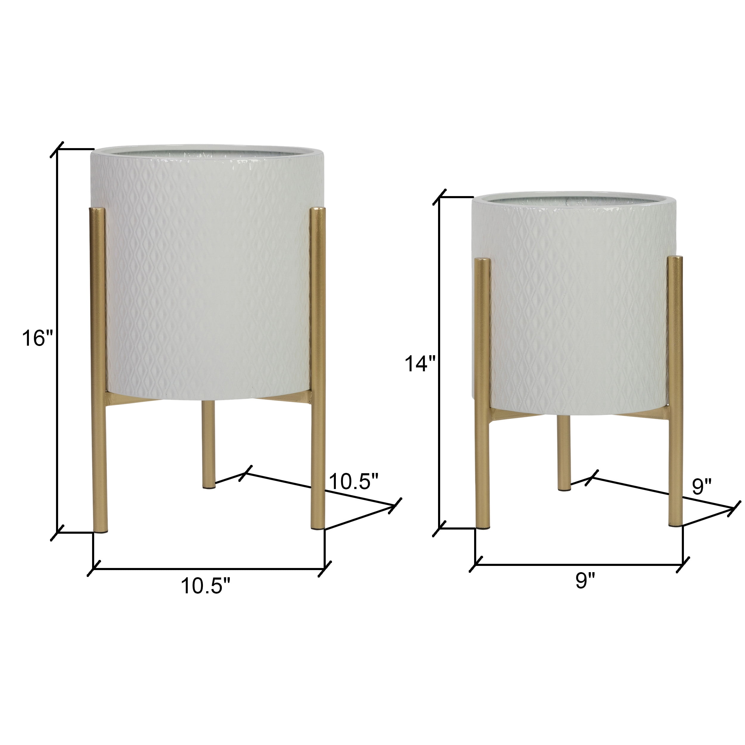 Gianna Modern White Metal Planters (Set of 2)