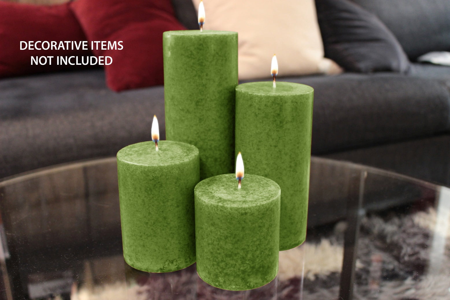 Mainstays Scented Mottled Pillar Candle, 3 x 3 inches, Green, Hidden Springs
